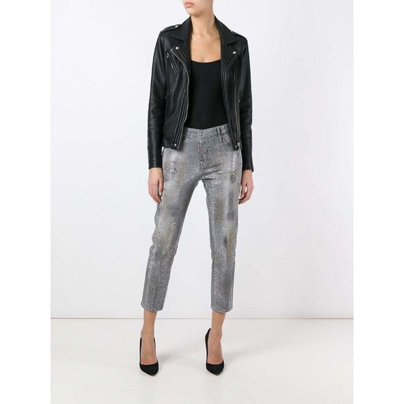 NWOT DSQUARED2 Cool Girl Swarovski Crystal Low Rise Skinny Ankle Jeans, Size 40 - Picture 1 of 16